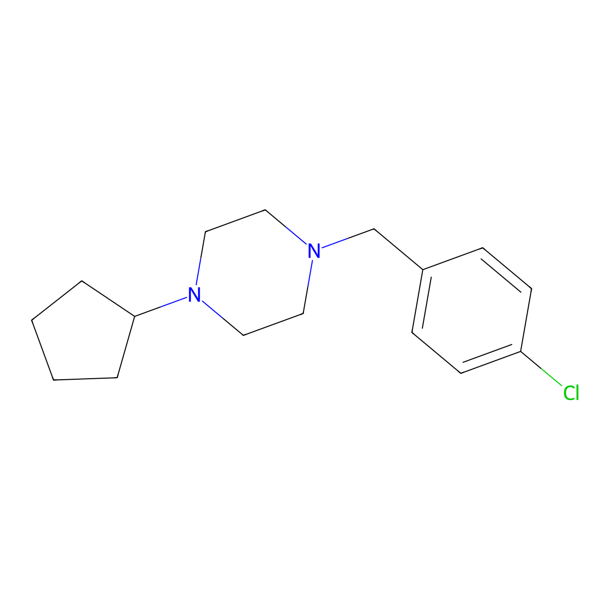1-[(4-Chlorophenyl)methyl]-4-cyclopentylpiperazine molecular structure, CAS 423745-59-9