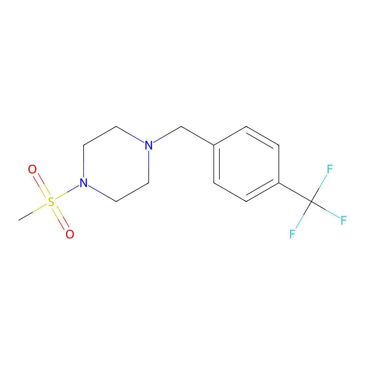 1-(Methylsulfonyl)-4-[4-(trifluoromethyl)benzyl]piperazine molecular structure, CAS 423745-64-6