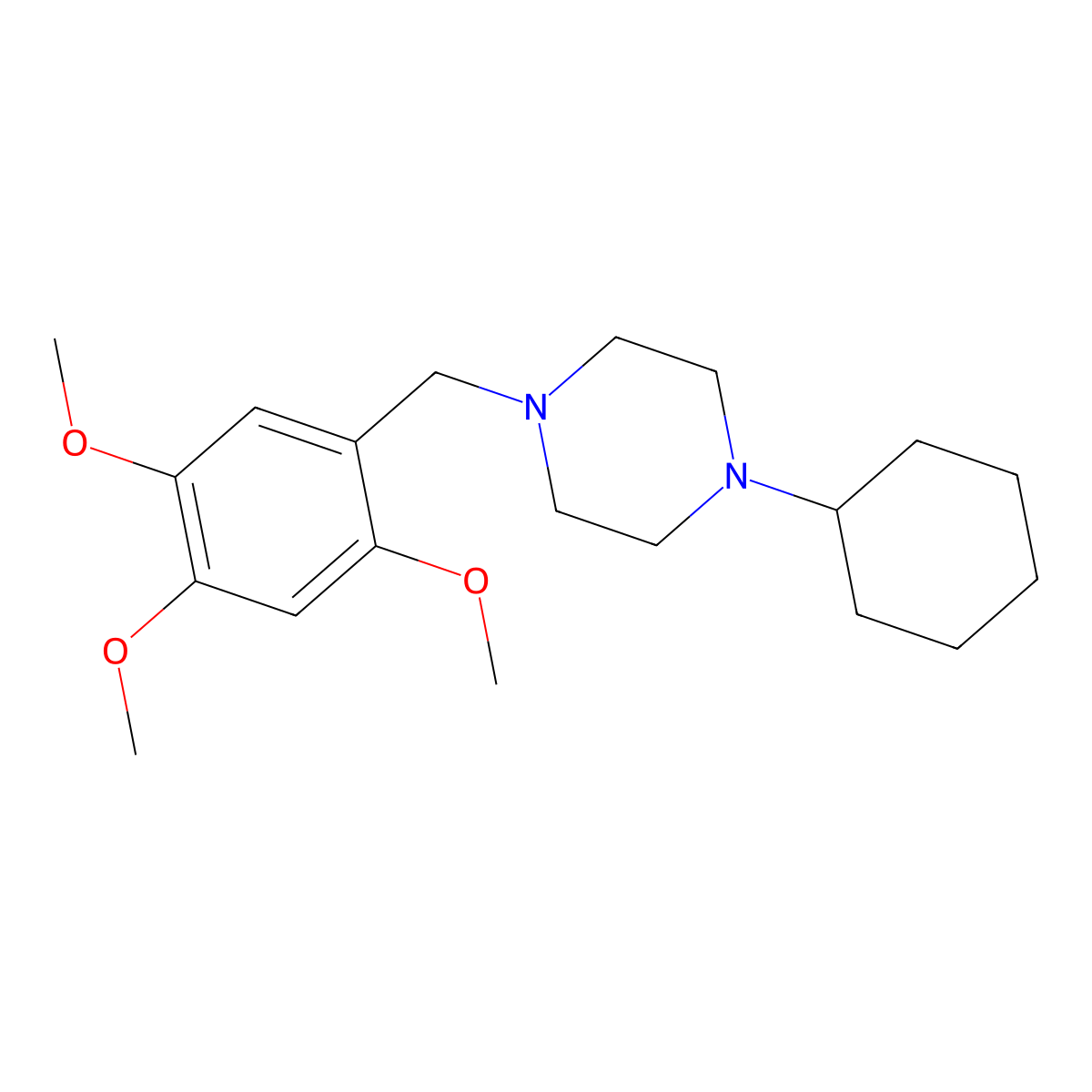 1-Cyclohexyl-4-[(2,4,5-trimethoxyphenyl)methyl]piperazine molecular structure, CAS 423745-66-8