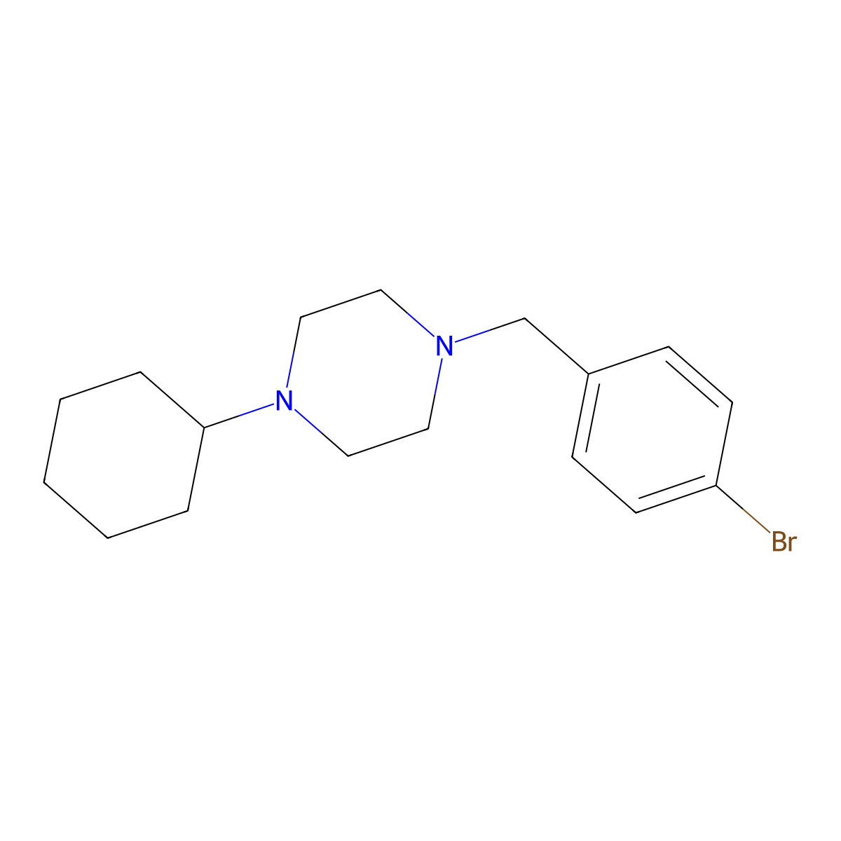 1-(4-Bromobenzyl)-4-cyclohexylpiperazine molecular structure, CAS 423745-68-0