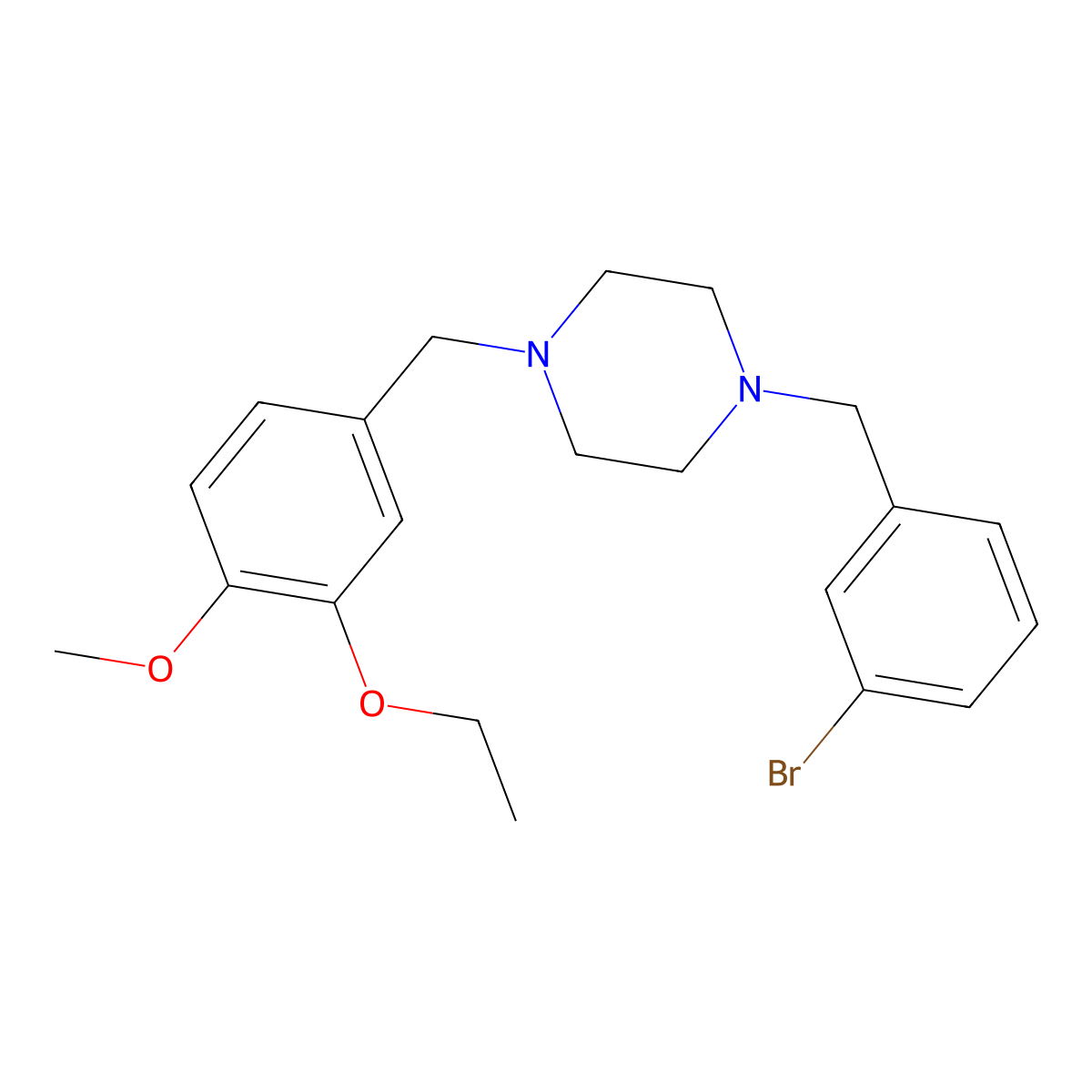 1-(3-Bromobenzyl)-4-(3-ethoxy-4-methoxybenzyl)piperazine molecular structure, CAS 423745-79-3