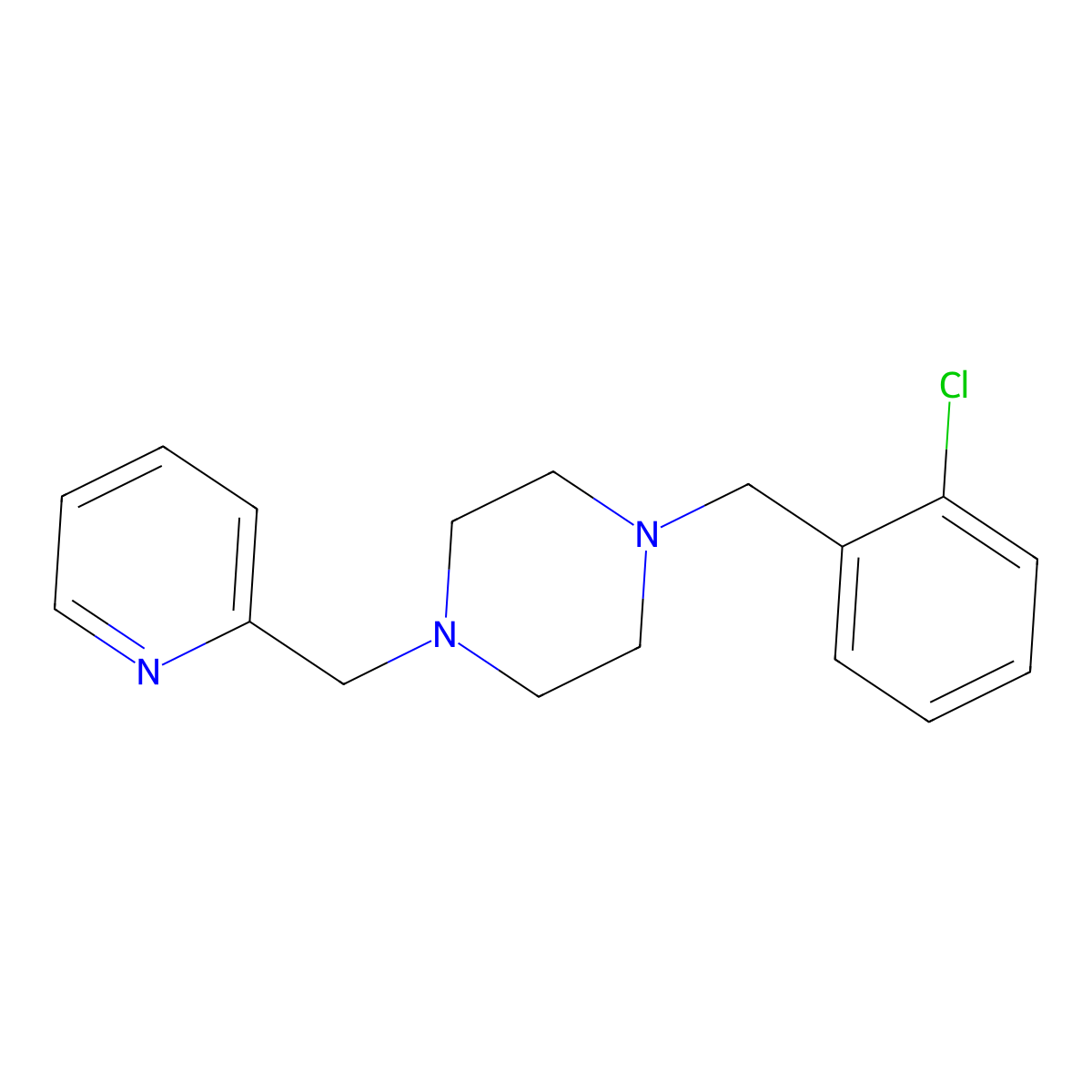1-(2-Chlorobenzyl)-4-(pyridin-2-ylmethyl)piperazine molecular structure, CAS 423745-81-7