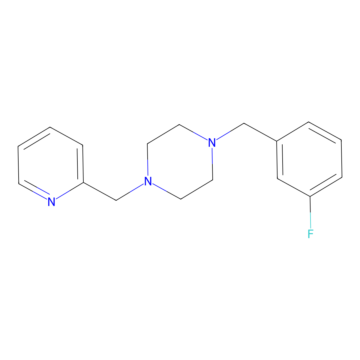 1-(3-Fluorobenzyl)-4-(pyridin-2-ylmethyl)piperazine molecular structure, CAS 423745-82-8