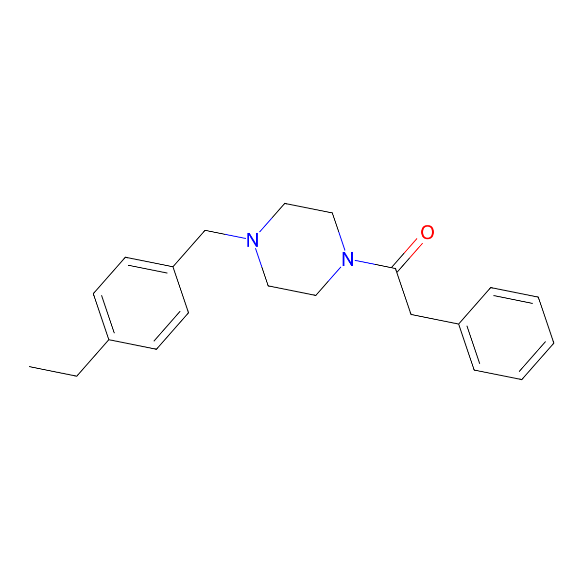 1-(4-Ethylbenzyl)-4-(phenylacetyl)piperazine molecular structure, CAS 423745-84-0
