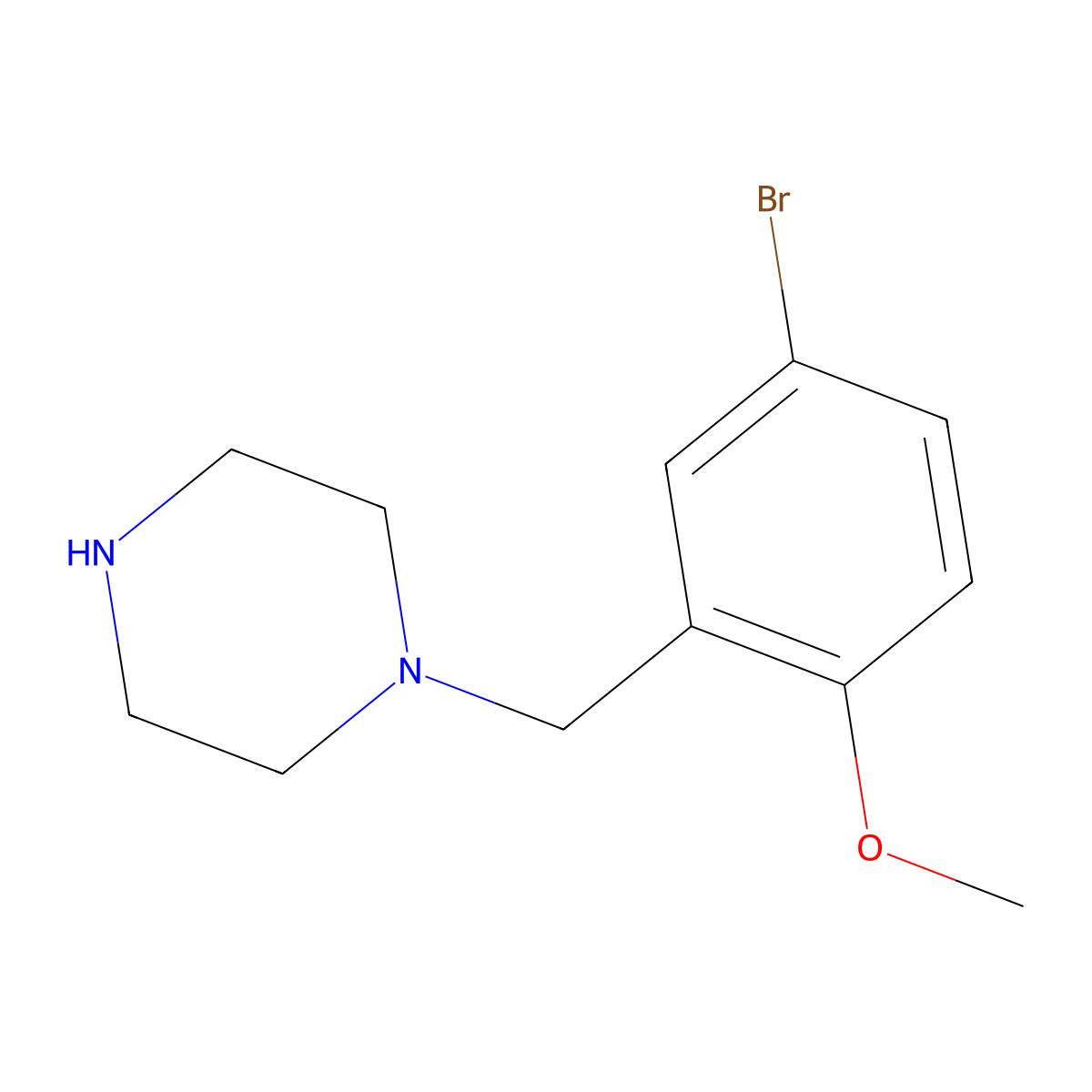 1-[(5-Bromo-2-methoxyphenyl)methyl]piperazine molecular structure, CAS 423745-85-1