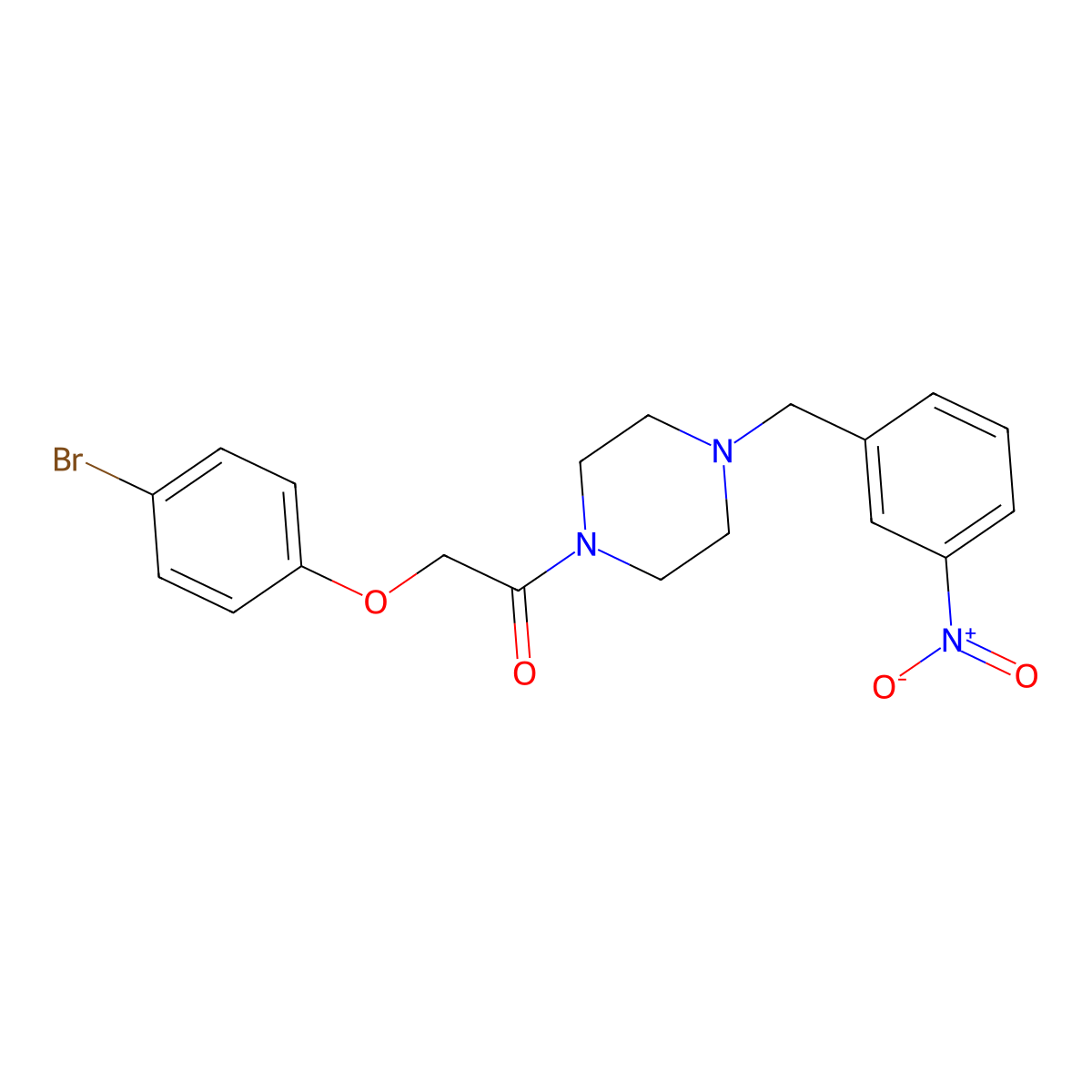 2-(4-Bromophenoxy)-1-[4-[(3-nitrophenyl)methyl]piperazin-1-yl]ethanone molecular structure, CAS 423745-95-3