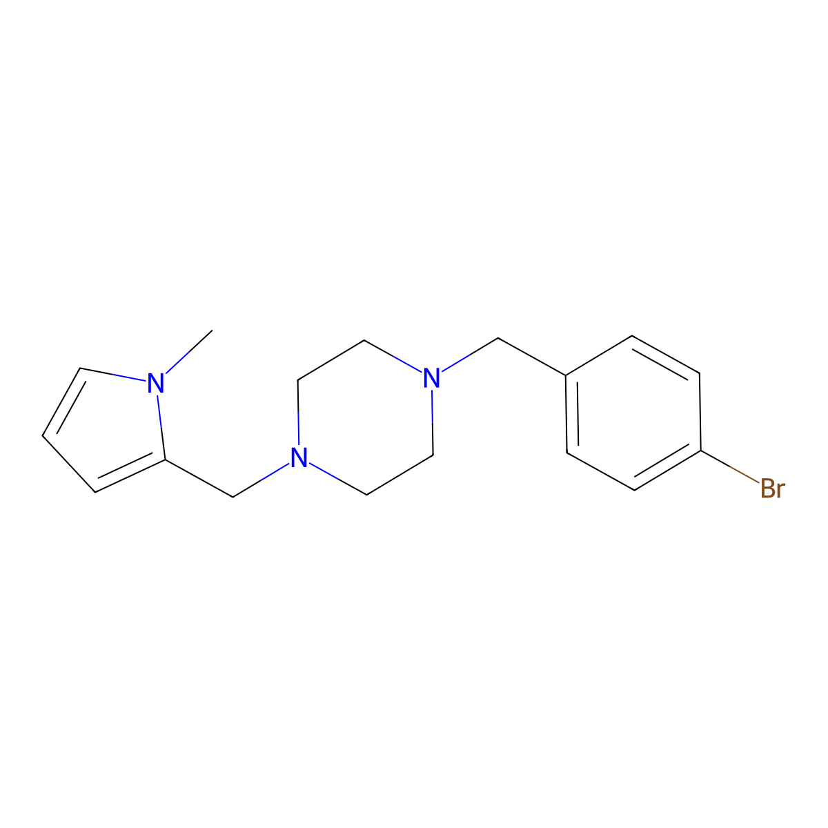 1-[(4-Bromophenyl)methyl]-4-[(1-methylpyrrol-2-yl)methyl]piperazine molecular structure, CAS 423745-97-5