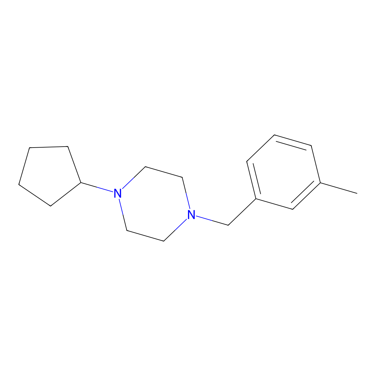 1-Cyclopentyl-4-[(3-methylphenyl)methyl]piperazine molecular structure, CAS 423745-98-6
