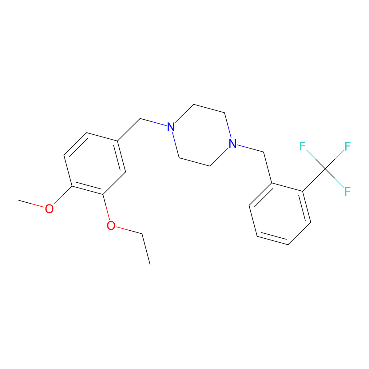 1-(3-Ethoxy-4-methoxybenzyl)-4-[2-(trifluoromethyl)benzyl]piperazine molecular structure, CAS 423746-11-6