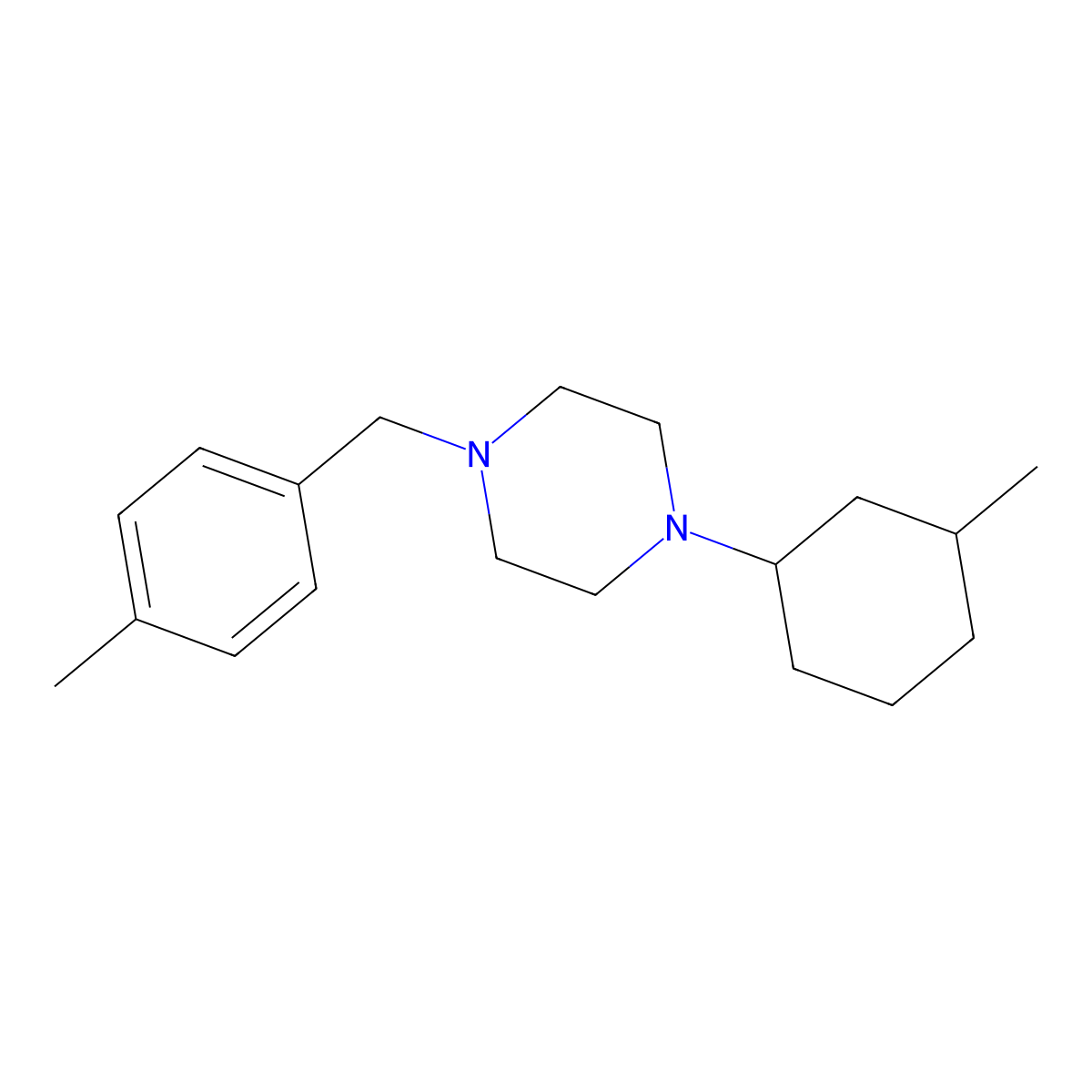 1-(3-Methylcyclohexyl)-4-[(4-methylphenyl)methyl]piperazine molecular structure, CAS 423746-17-2