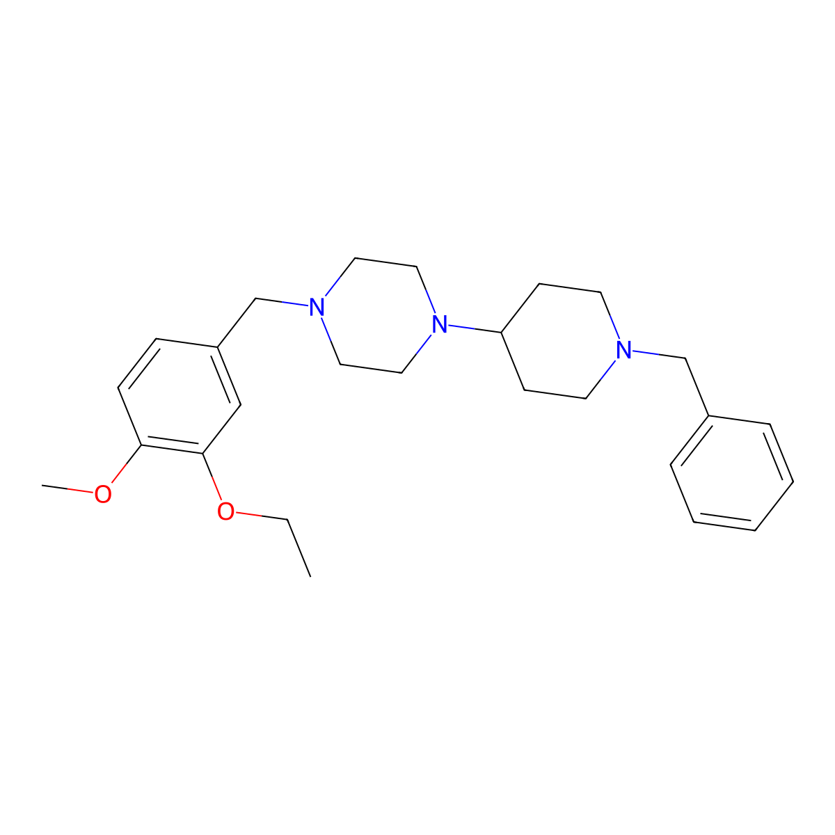 1-(1-Benzylpiperidin-4-yl)-4-[(3-ethoxy-4-methoxyphenyl)methyl]piperazine molecular structure, CAS 423746-22-9