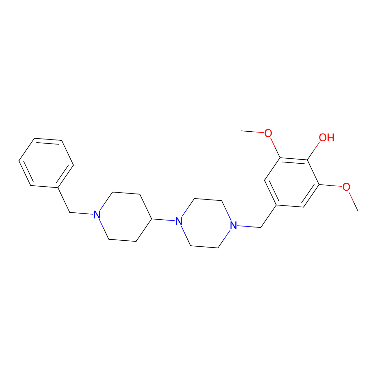 4-[[4-(1-Benzylpiperidin-4-yl)piperazin-1-yl]methyl]-2,6-dimethoxyphenol molecular structure, CAS 423746-37-6