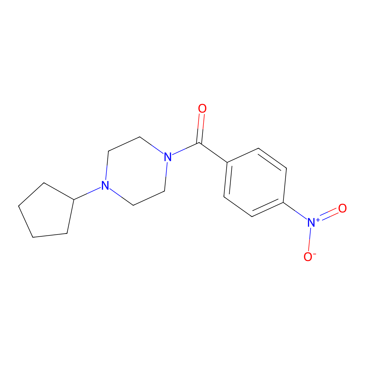 (4-Cyclopentylpiperazin-1-yl)(4-nitrophenyl)methanone molecular structure, CAS 423746-42-3