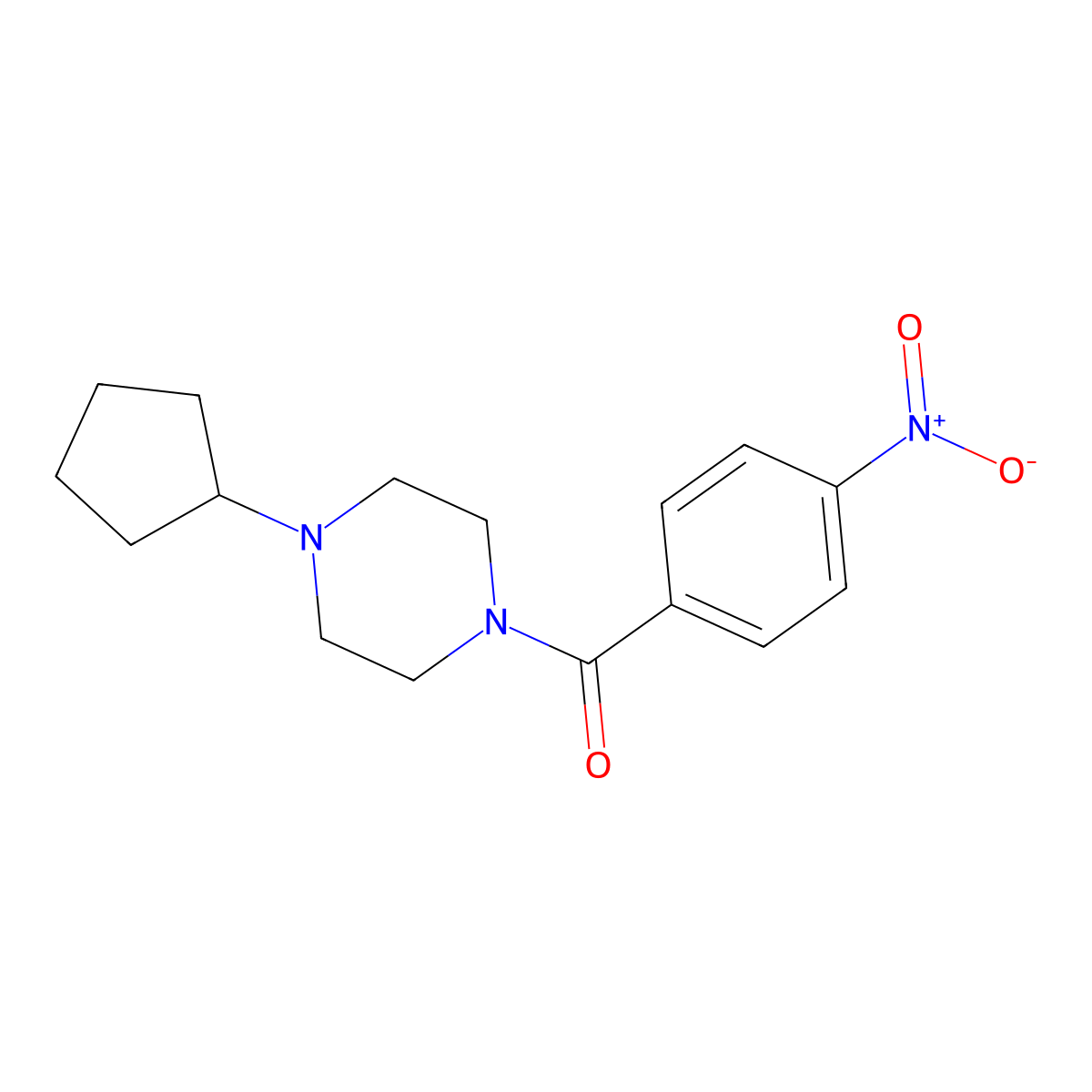 (4-Cyclopentylpiperazin-1-yl)(4-nitrophenyl)methanone molecular structure, CAS 423746-42-3