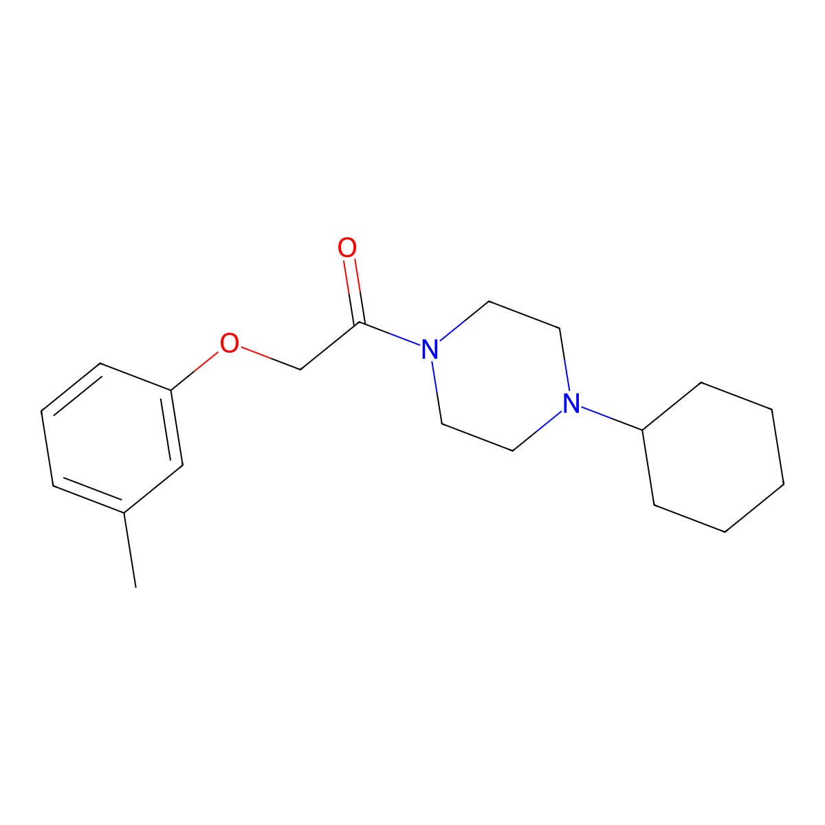 1-(4-Cyclohexylpiperazin-1-yl)-2-(3-methylphenoxy)ethanone molecular structure, CAS 423746-44-5