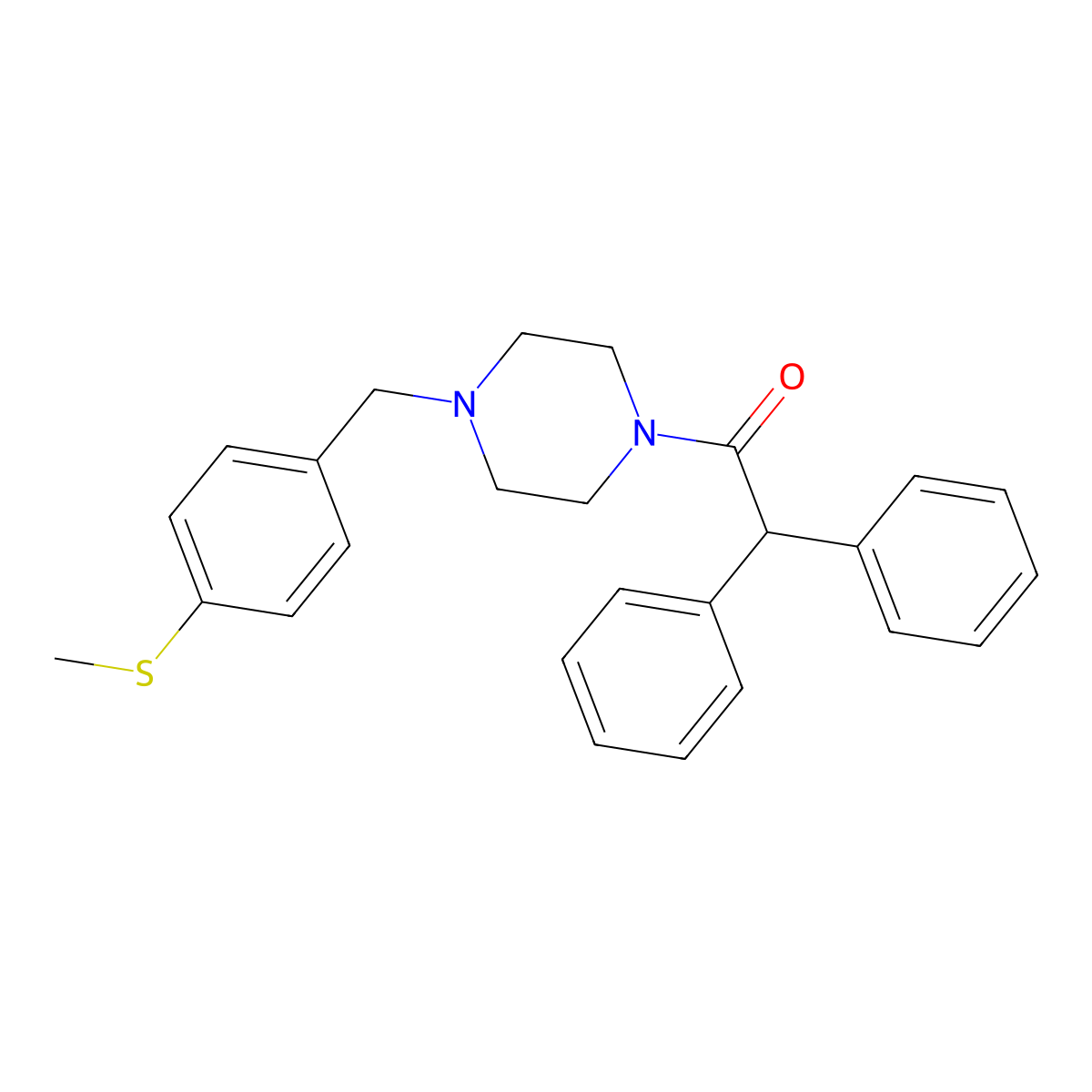 1-[4-[(4-Methylsulfanylphenyl)methyl]piperazin-1-yl]-2,2-diphenylethanone molecular structure, CAS 423746-46-7