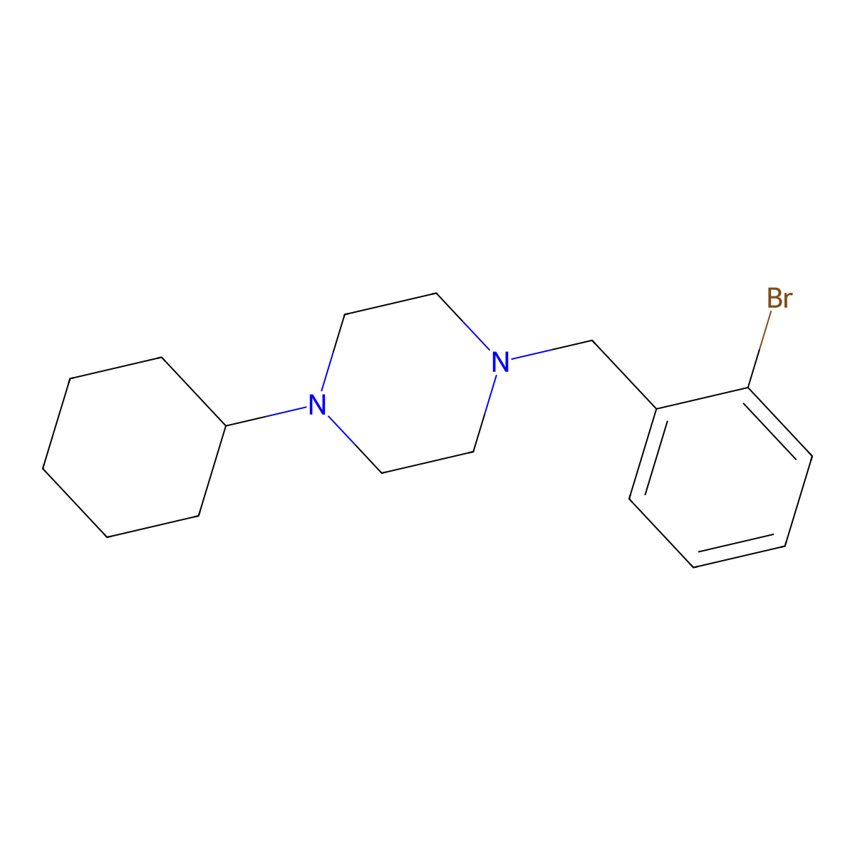 1-[(2-Bromophenyl)methyl]-4-cyclohexylpiperazine molecular structure, CAS 423746-48-9