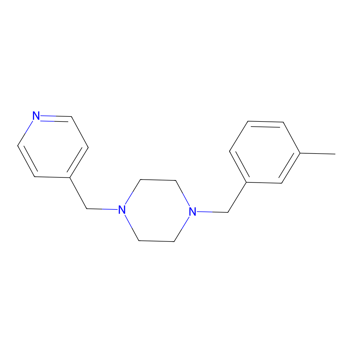 1-[(3-Methylphenyl)methyl]-4-(pyridin-4-ylmethyl)piperazine molecular structure, CAS 423746-50-3