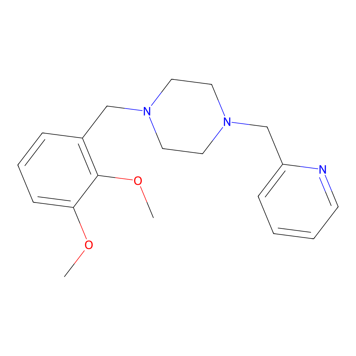 1-(2,3-Dimethoxybenzyl)-4-(pyridin-2-ylmethyl)piperazine molecular structure, CAS 423746-59-2