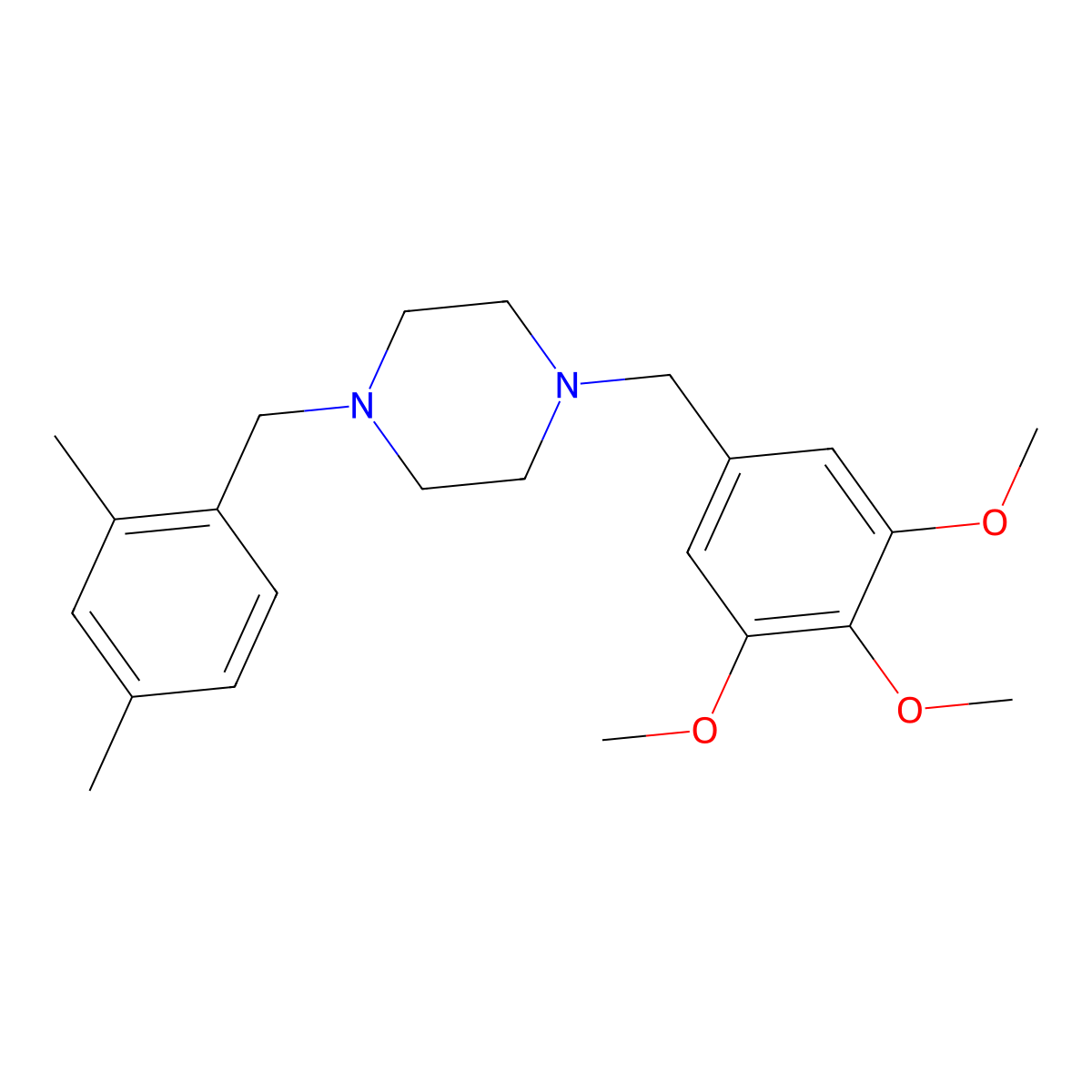 1-[(2,4-Dimethylphenyl)methyl]-4-[(3,4,5-trimethoxyphenyl)methyl]piperazine molecular structure, CAS 423746-60-5