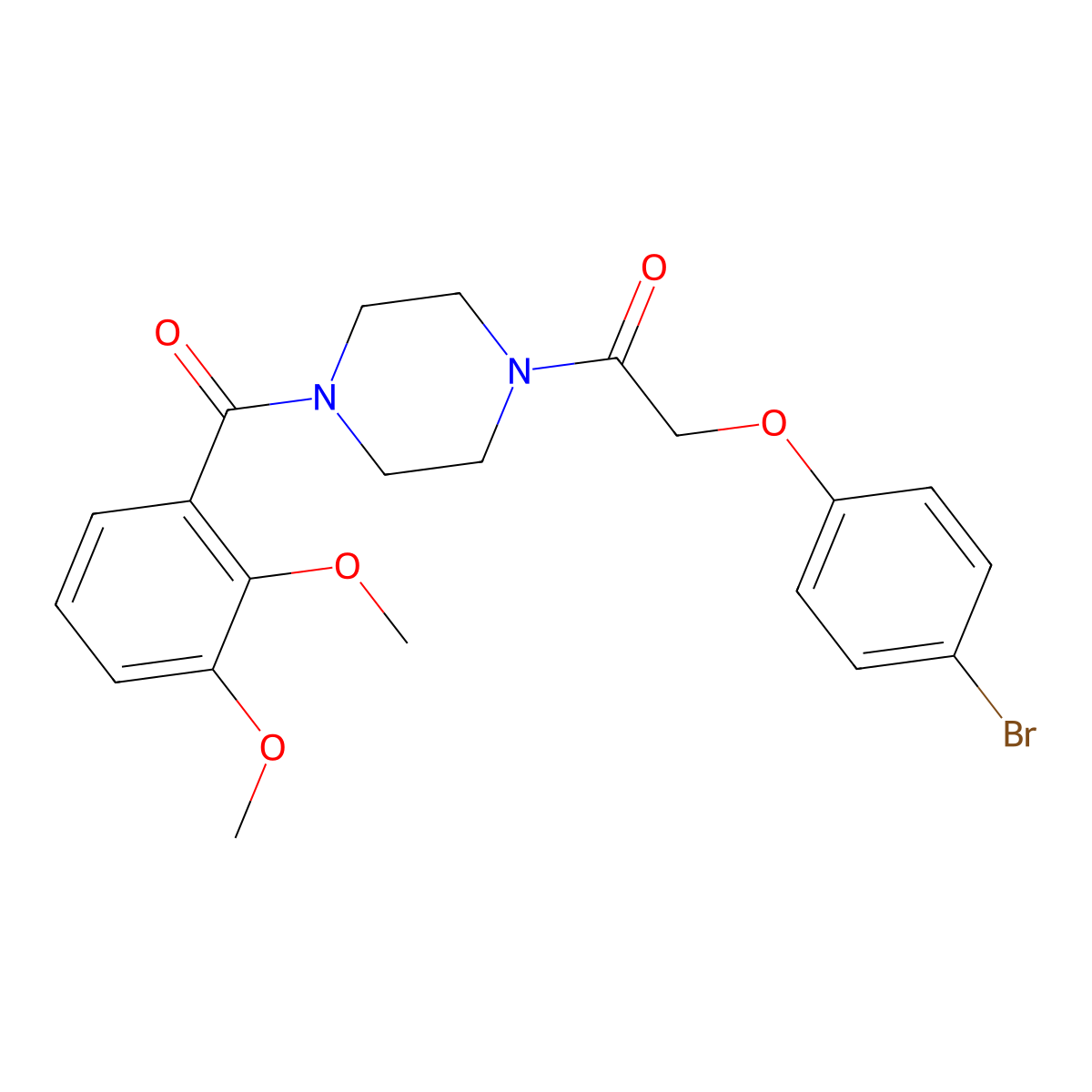 2-(4-Bromophenoxy)-1-[4-(2,3-dimethoxybenzoyl)piperazin-1-yl]ethanone molecular structure, CAS 423746-69-4