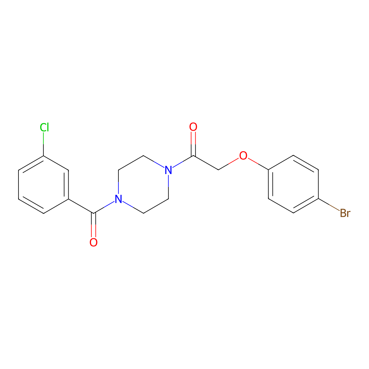 2-(4-Bromophenoxy)-1-[4-(3-chlorobenzoyl)piperazin-1-yl]ethanone molecular structure, CAS 423746-71-8