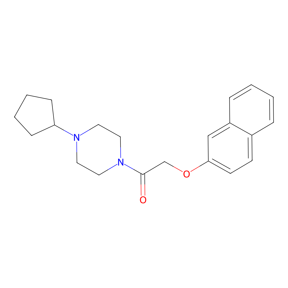 Piperazine, 1-cyclopentyl-4-[(2-naphthalenyloxy)acetyl]- molecular structure, CAS 423746-82-1