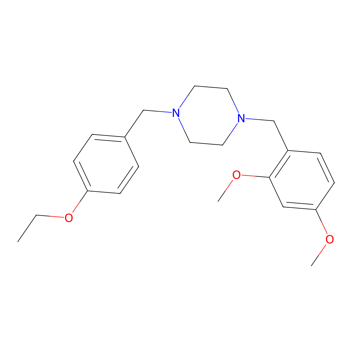 1-(2,4-Dimethoxybenzyl)-4-(4-ethoxybenzyl)piperazine molecular structure, CAS 423746-91-2