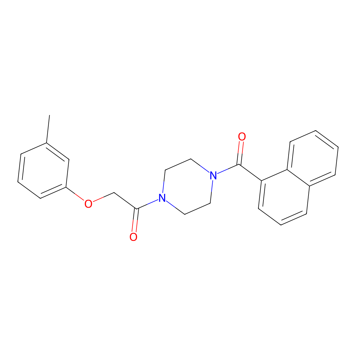 2-(3-Methylphenoxy)-1-[4-(naphthalene-1-carbonyl)piperazin-1-yl]ethanone molecular structure, CAS 423747-03-9