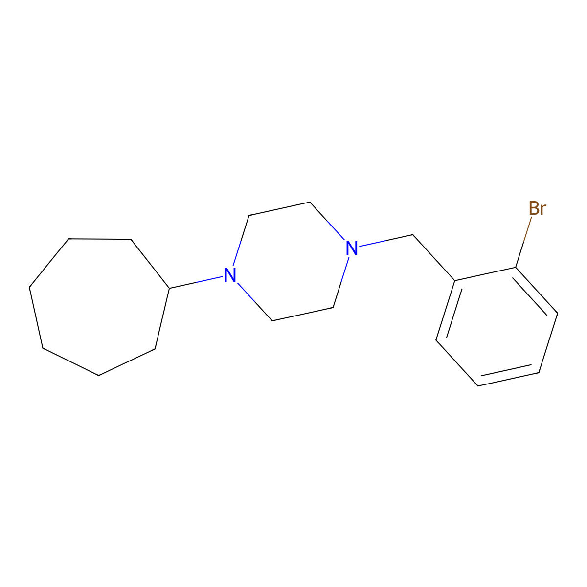 1-[(2-Bromophenyl)methyl]-4-cycloheptylpiperazine molecular structure, CAS 423747-07-3