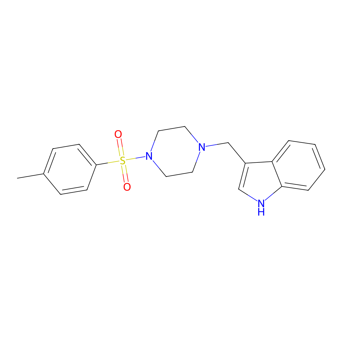 3-({4-[(4-methylphenyl)sulfonyl]-1-piperazinyl}methyl)-1H-indole molecular structure, CAS 423747-16-4