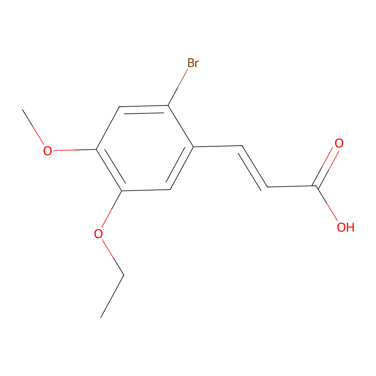 (2E)-3-(2-Bromo-5-ethoxy-4-methoxyphenyl)acrylic acid molecular structure, CAS 423747-21-1