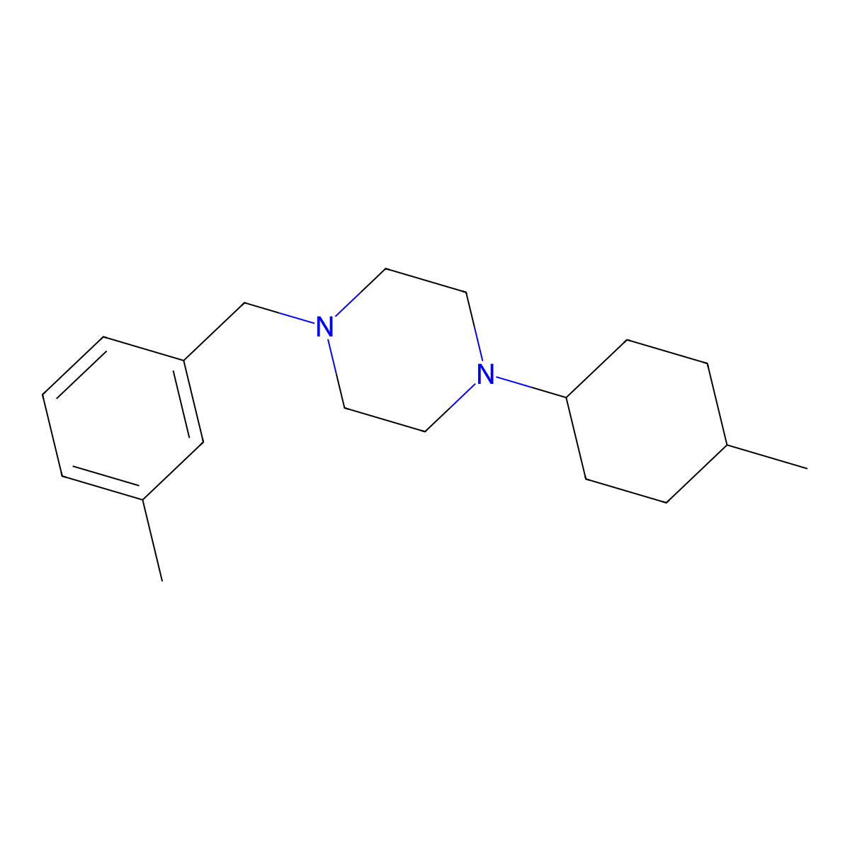 1-(4-Methylcyclohexyl)-4-[(3-methylphenyl)methyl]piperazine molecular structure, CAS 423747-22-2