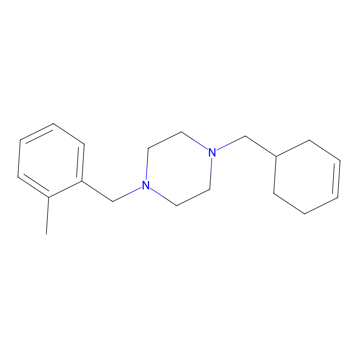 1-(Cyclohex-3-en-1-ylmethyl)-4-(2-methylbenzyl)piperazine molecular structure, CAS 423747-39-1