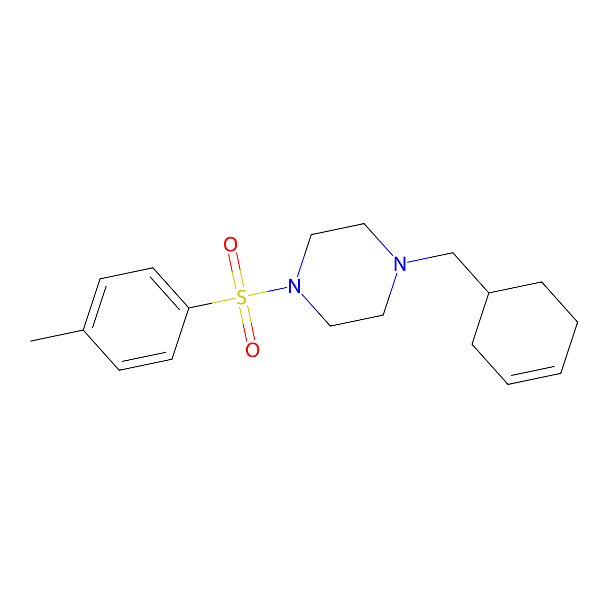 1-(Cyclohex-3-en-1-ylmethyl)-4-(4-methylphenyl)sulfonylpiperazine molecular structure, CAS 423747-44-8