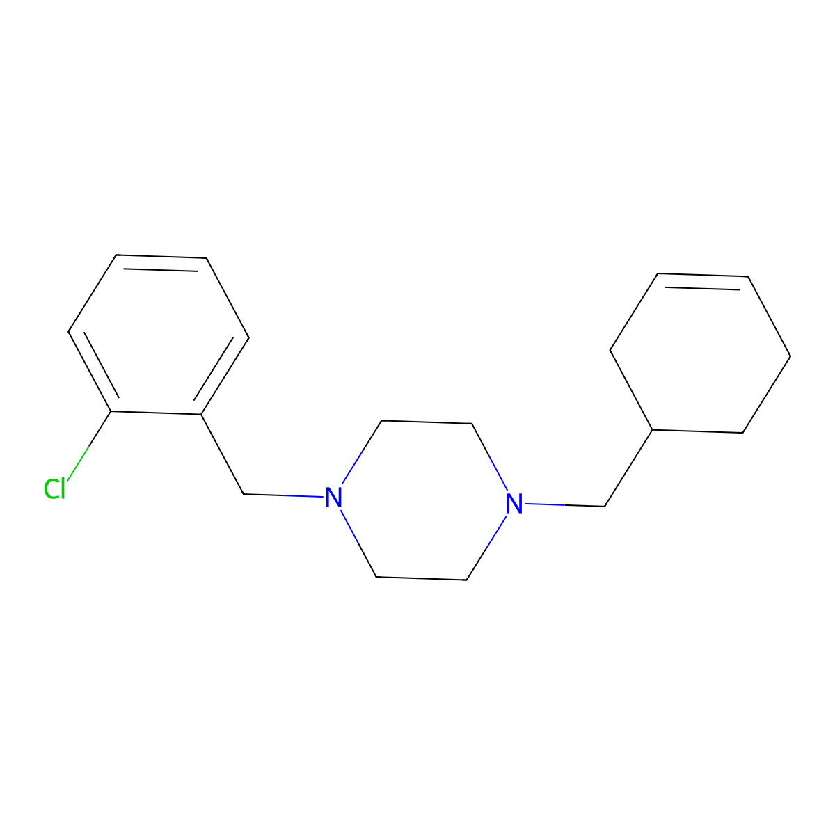 1-(2-Chlorobenzyl)-4-(cyclohex-3-en-1-ylmethyl)piperazine molecular structure, CAS 423747-60-8