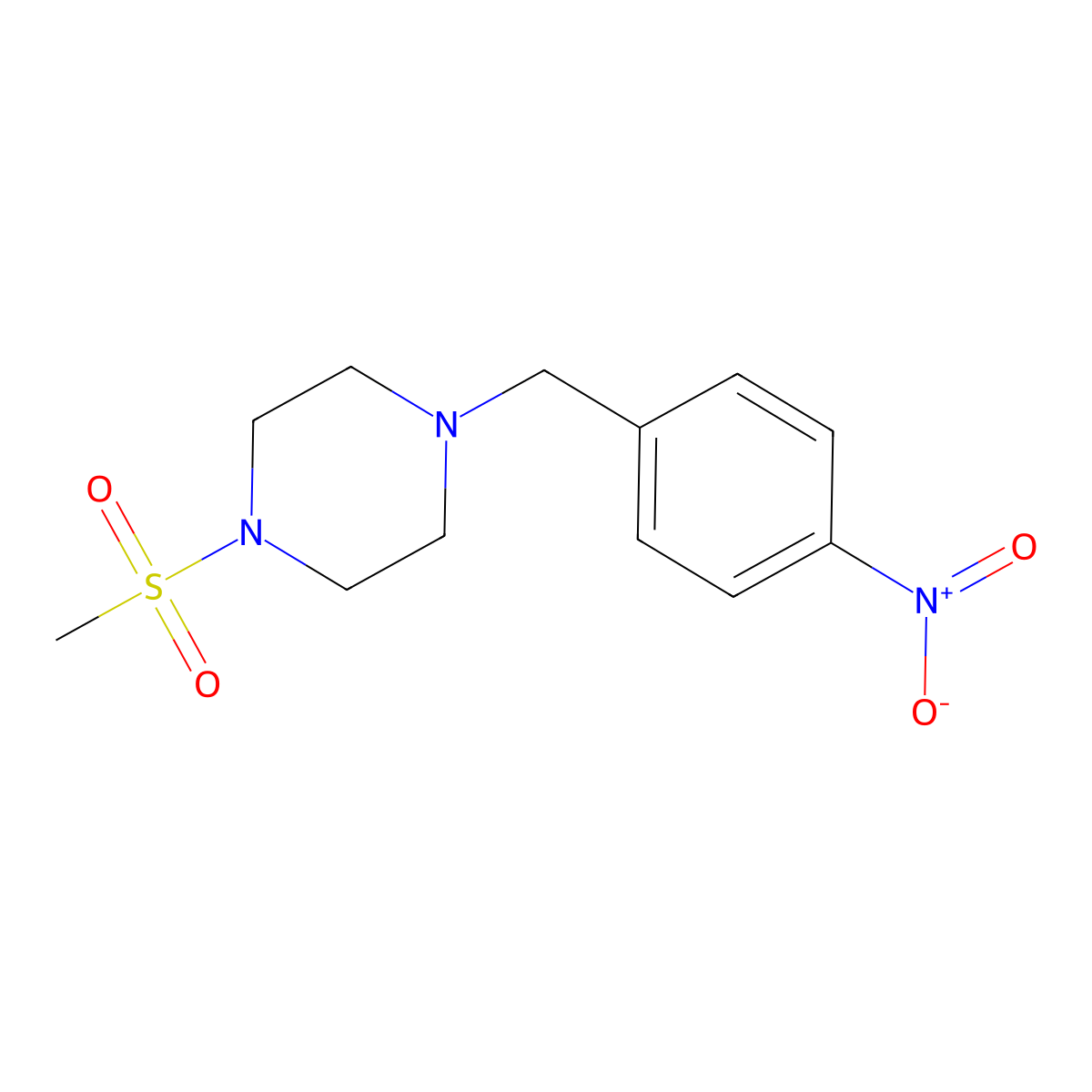 1-(Methylsulfonyl)-4-(4-nitrobenzyl)piperazine molecular structure, CAS 423747-61-9