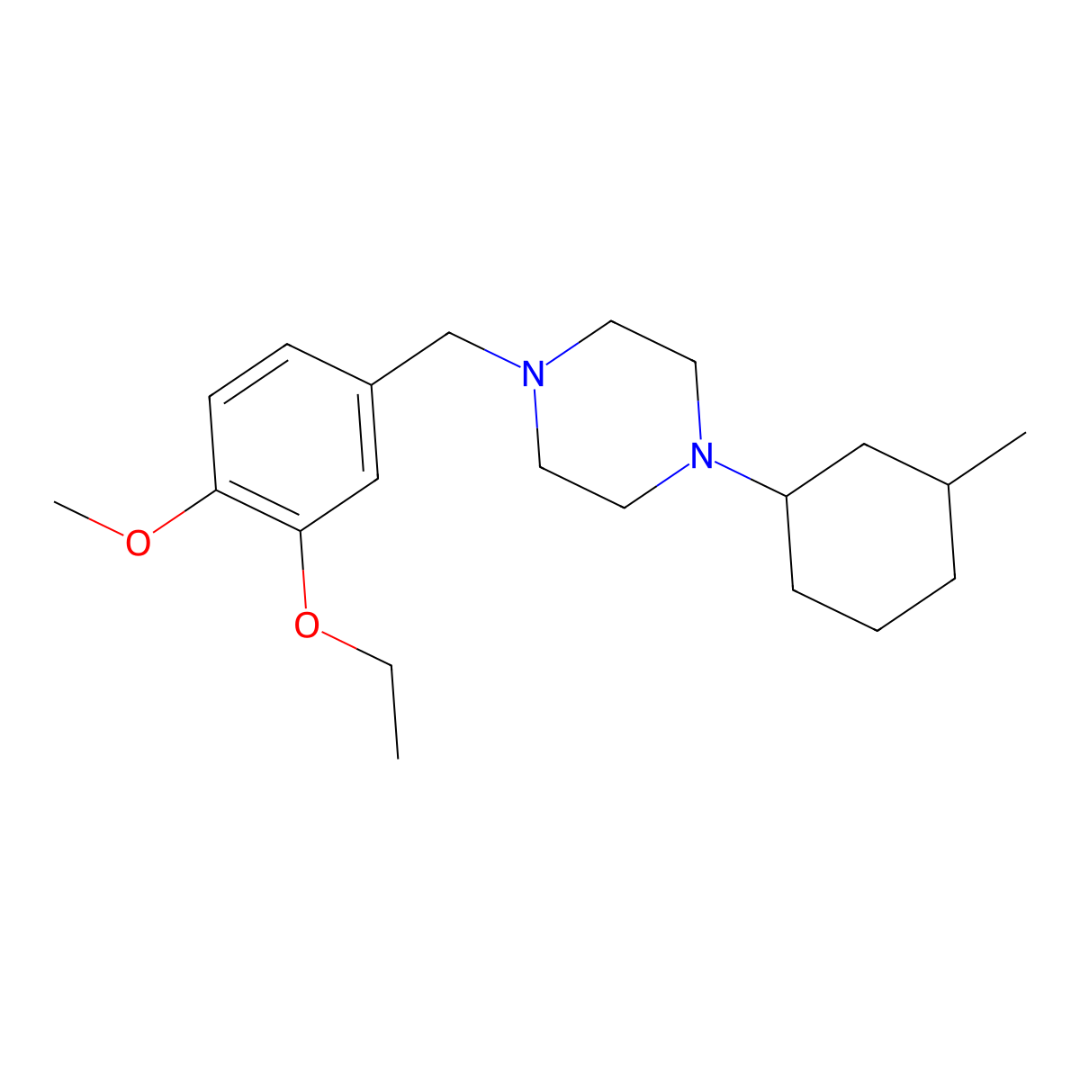 1-(3-Ethoxy-4-methoxybenzyl)-4-(3-methylcyclohexyl)piperazine molecular structure, CAS 423747-67-5