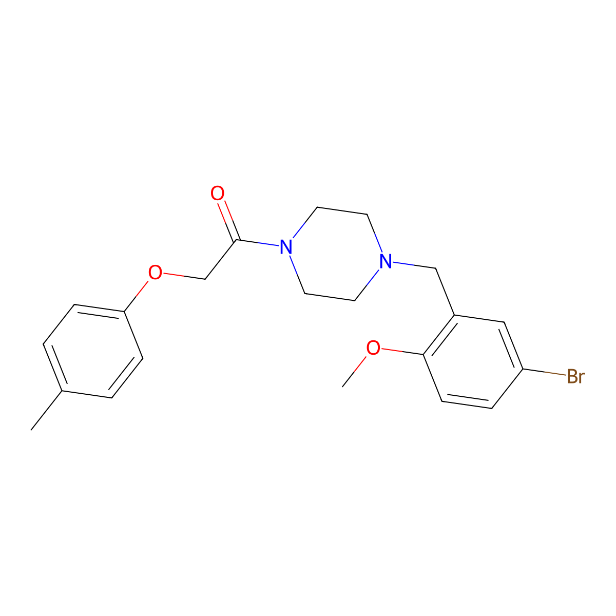 1-[4-[(5-Bromo-2-methoxyphenyl)methyl]piperazin-1-yl]-2-(4-methylphenoxy)ethanone molecular structure, CAS 423747-70-0