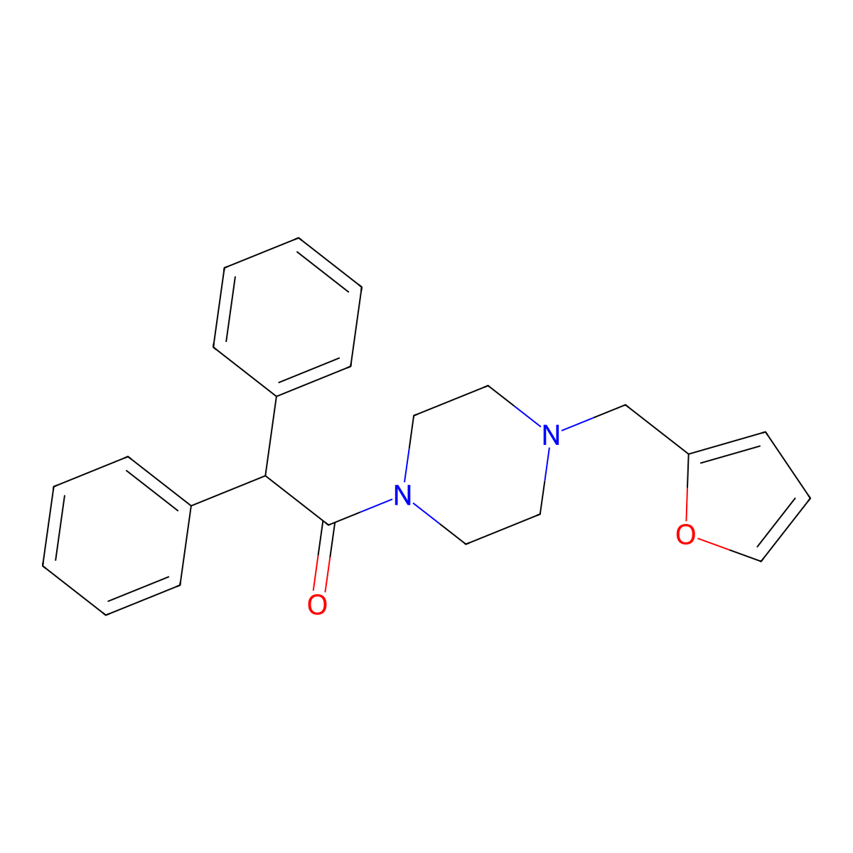 1-[4-(Furan-2-ylmethyl)piperazin-1-yl]-2,2-diphenylethanone molecular structure, CAS 423747-76-6