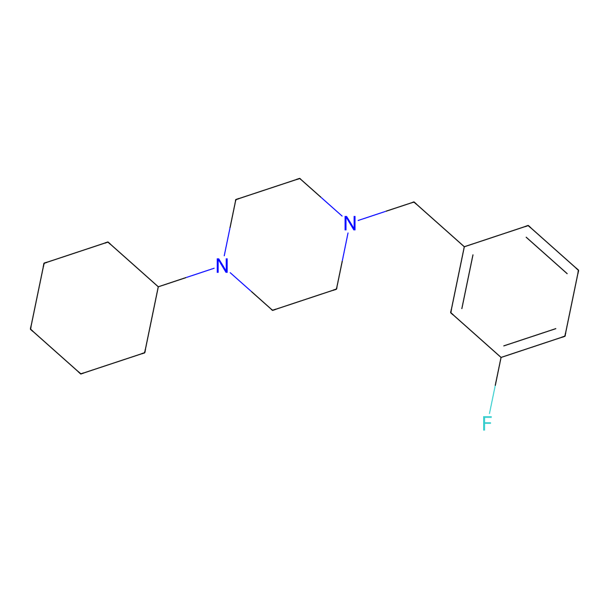 1-Cyclohexyl-4-[(3-fluorophenyl)methyl]piperazine molecular structure, CAS 423747-79-9