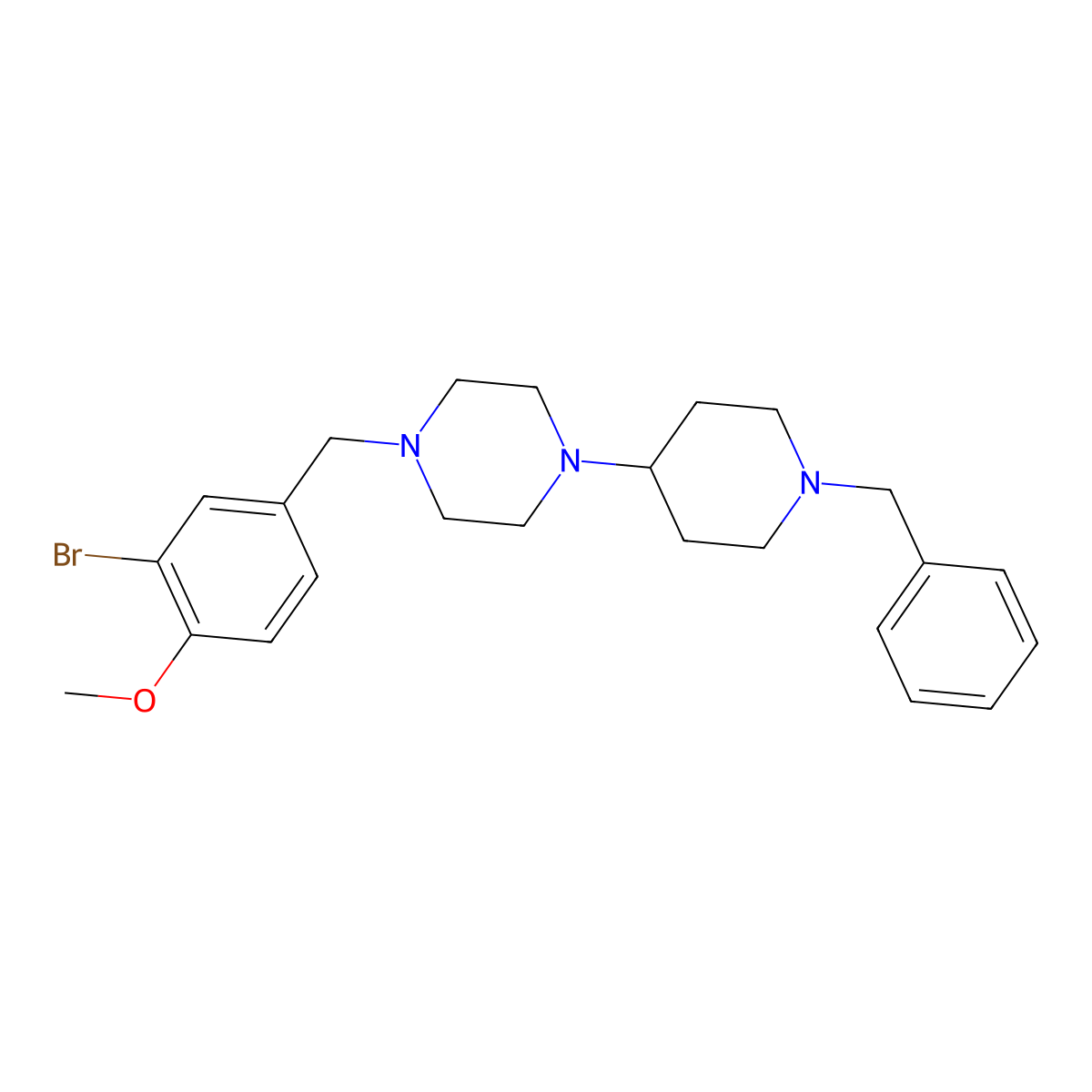 1-(1-Benzylpiperidin-4-yl)-4-[(3-bromo-4-methoxyphenyl)methyl]piperazine molecular structure, CAS 423747-84-6