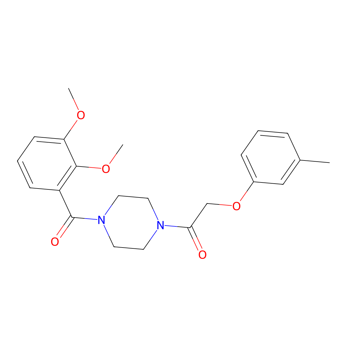 1-[4-(2,3-Dimethoxybenzoyl)piperazin-1-yl]-2-(3-methylphenoxy)ethanone molecular structure, CAS 423748-02-1