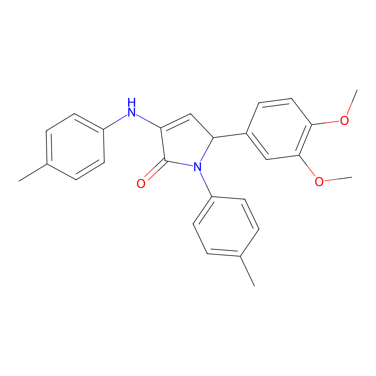 2-(3,4-dimethoxyphenyl)-4-(4-methylanilino)-1-(4-methylphenyl)-2H-pyrrol-5-one molecular structure, CAS 423748-16-7