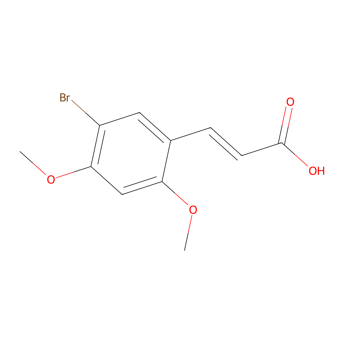 (2E)-3-(5-Bromo-2,4-dimethoxyphenyl)acrylic acid molecular structure, CAS 423748-18-9