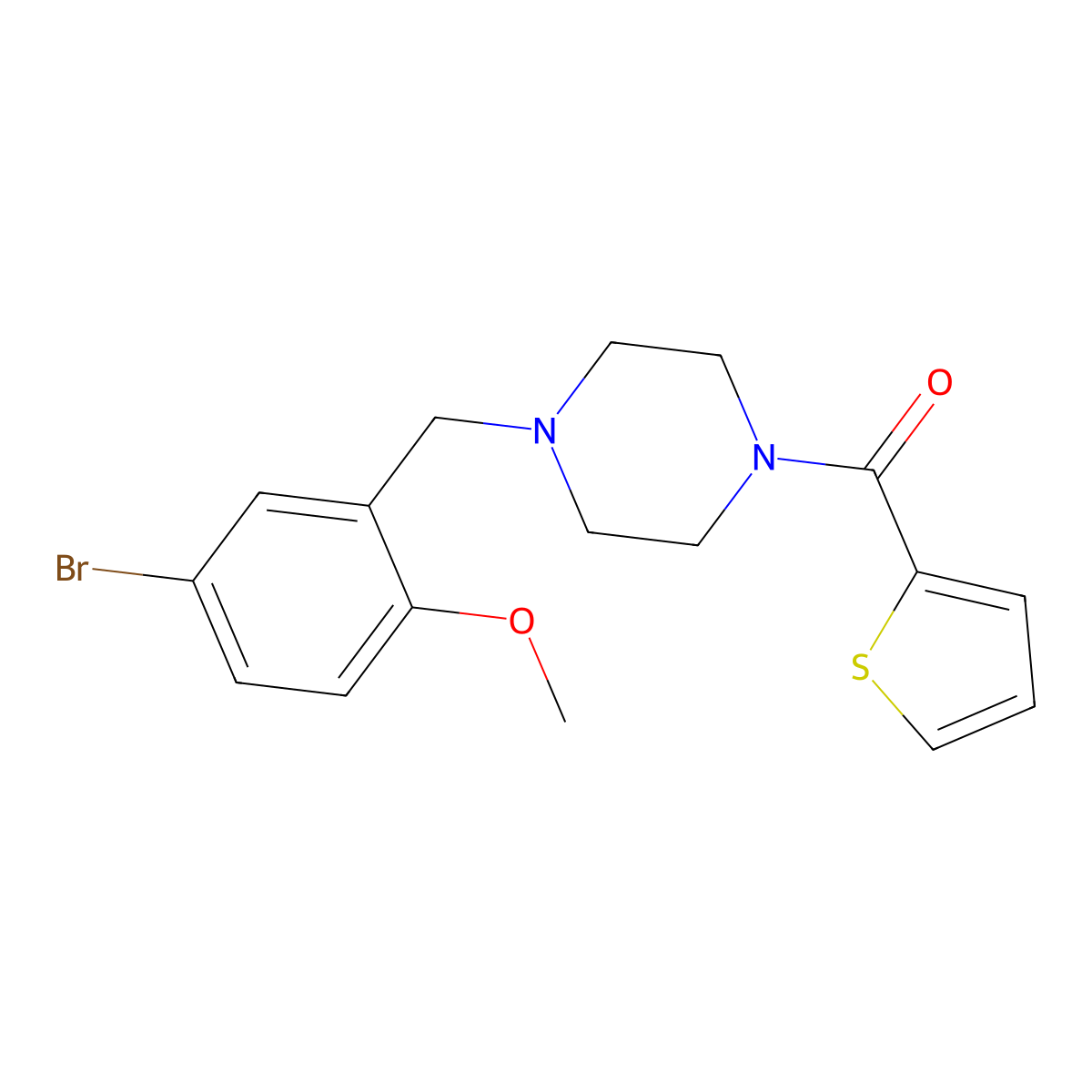 1-(5-Bromo-2-methoxybenzyl)-4-(2-thienylcarbonyl)piperazine molecular structure, CAS 423748-23-6