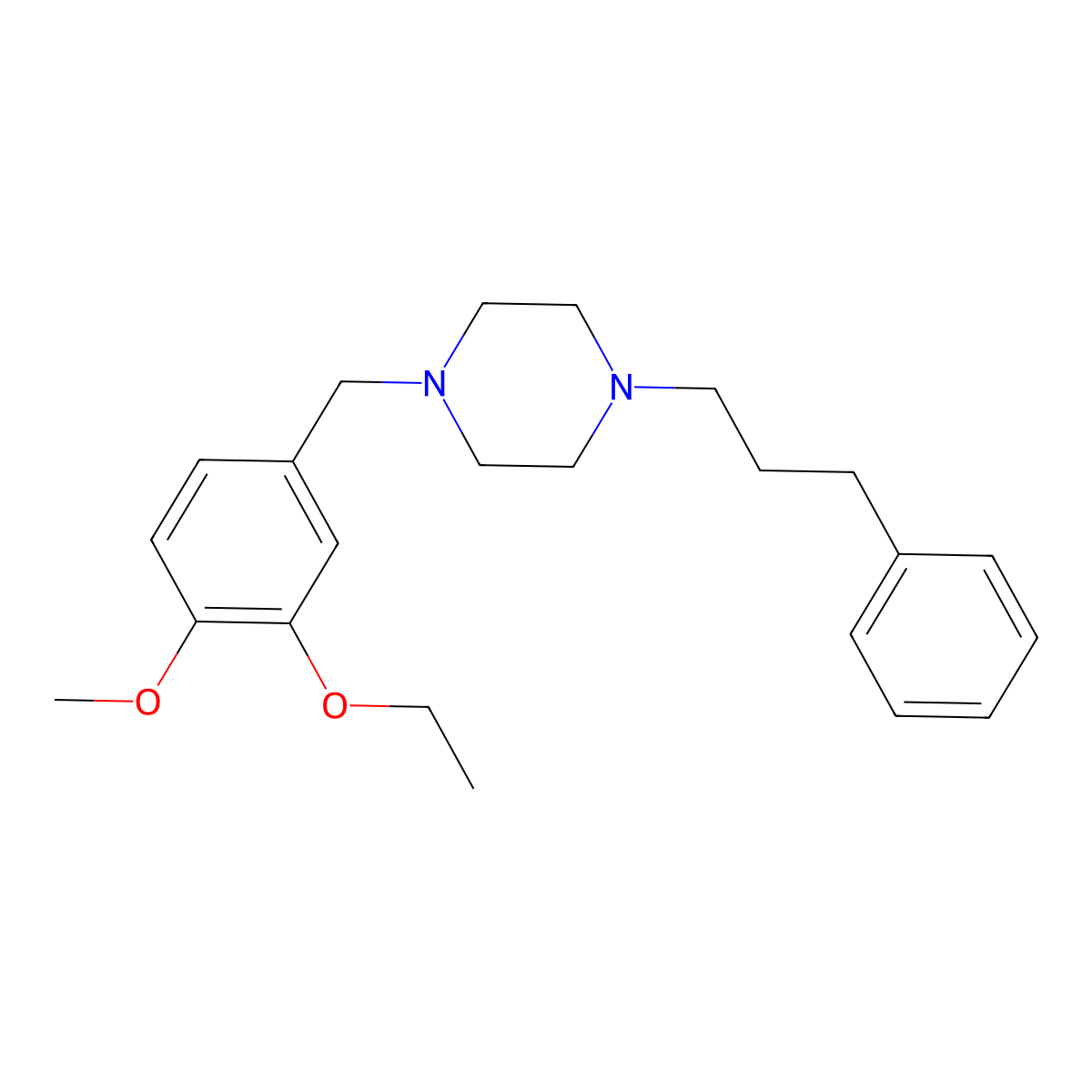 1-[(3-Ethoxy-4-methoxyphenyl)methyl]-4-(3-phenylpropyl)piperazine molecular structure, CAS 423748-25-8