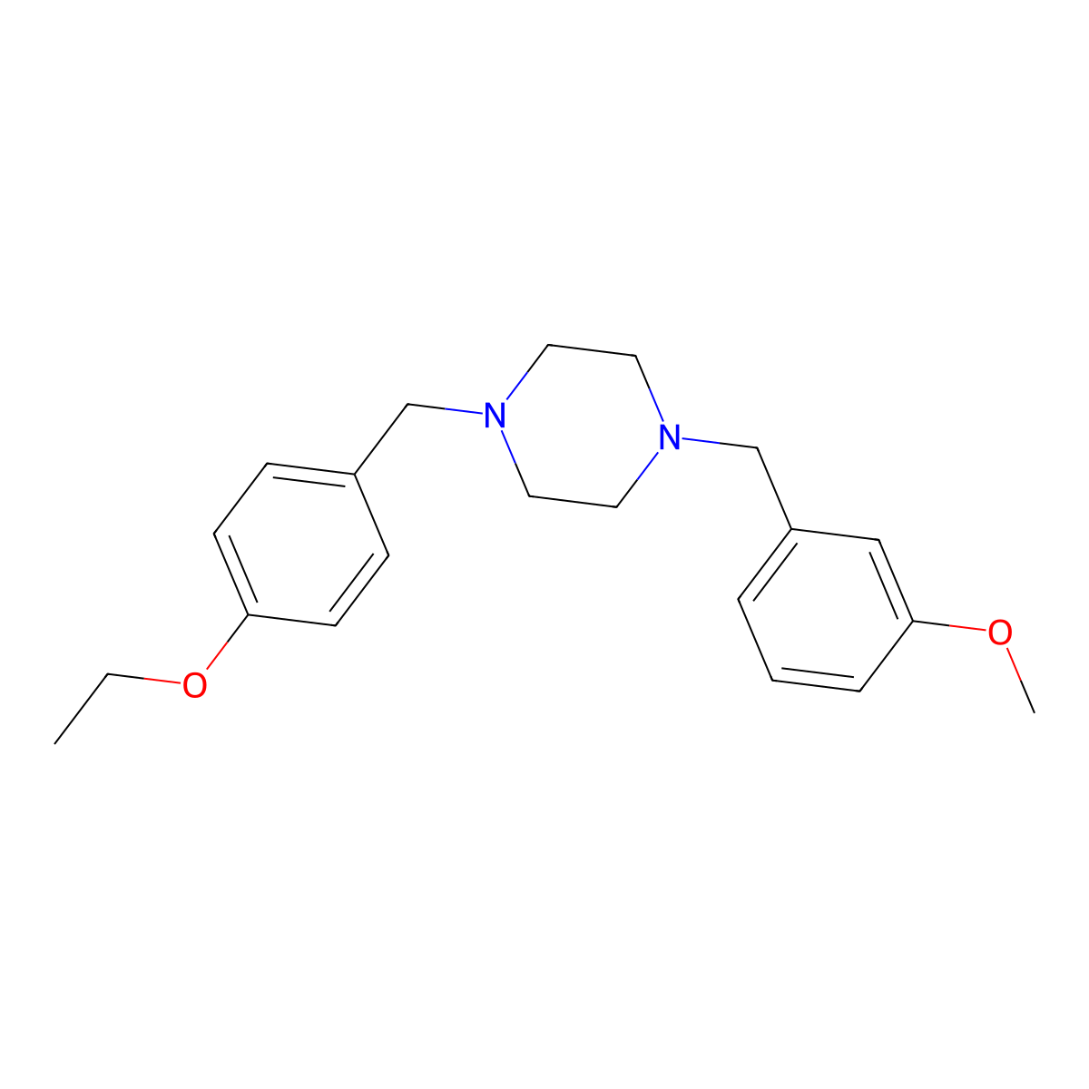 1-(4-Ethoxybenzyl)-4-(3-methoxybenzyl)piperazine molecular structure, CAS 423748-29-2