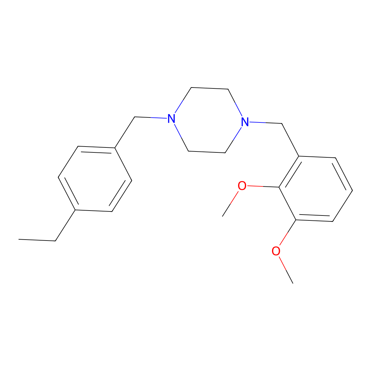 1-[(2,3-Dimethoxyphenyl)methyl]-4-[(4-ethylphenyl)methyl]piperazine molecular structure, CAS 423748-37-2