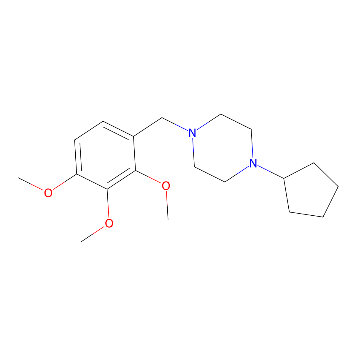 1-Cyclopentyl-4-(2,3,4-trimethoxybenzyl)piperazine molecular structure, CAS 423748-39-4